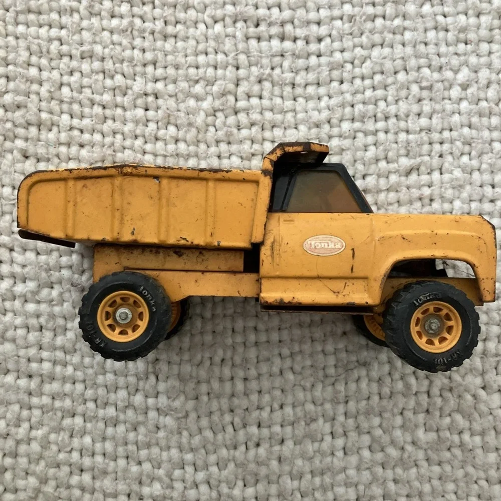 Vintage‎ Tonka Dump Truck With Trailer 1960's Pressed Steel Yellow Distressed